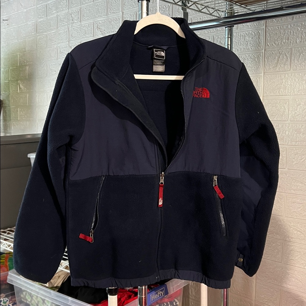 The North Face Dark Blue Fleece Jacket with Red Accents